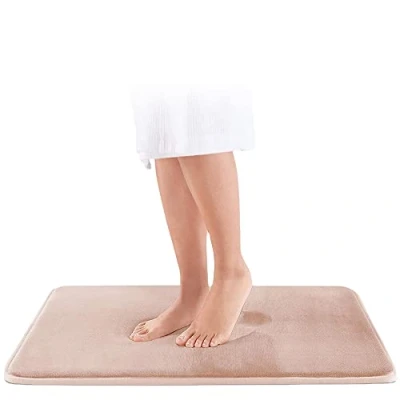 Afbeelding van Traagschuim badmat, antislip, badkamermat, douchemat, super zacht en absorberend, wasbaar (beige, 43 x 61 cm)