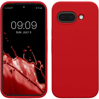 Afbeelding van kwmobile telefoonhoesje geschikt voor Google Pixel 9a Hoesje met siliconen coating Smartphone case in kersrood
