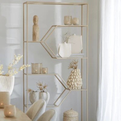 Afbeelding van Light &amp; Living Aino kast open 100x34x214 cm glas/crème Metaal