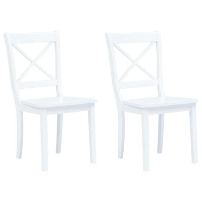 Afbeelding van vidaXL Eetkamerstoelen 2 st massief rubberwood wit
