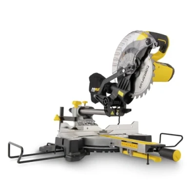 Afbeelding van Powerplus POWX075710S Afkort en verstekzaag Telescopische zaag 1600W 210mm zaagblad Telescopisch uittrekbaar Incl. 24 tanden voor hout, laser zijsteunen stofzuigeraansluiting