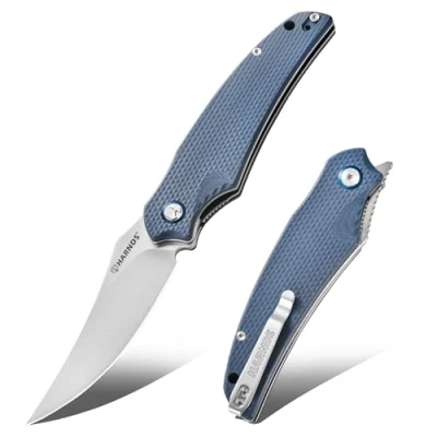 Afbeelding van Harnds Zakzakmes Frontflippermes met D2 Stalen Mes en G10 Handvat, Premium EDC Zakclip Voor Buitenvissen Survival (Grijs Satijn)