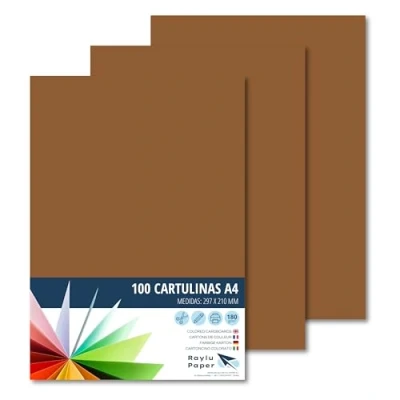 Afbeelding van Raylu Paper® A4 100 stuks bruin 180 g 210 x 297 mm ideaal voor binden, kantoorwerk, tekenen, knutselen, school geschikt (bruin)