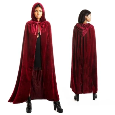 Afbeelding van various Vampierkostuum Halloween middeleeuwse mantel voor carnaval en party cape kostuum volwassenen uniseks dames heren donkerrood 170 cm