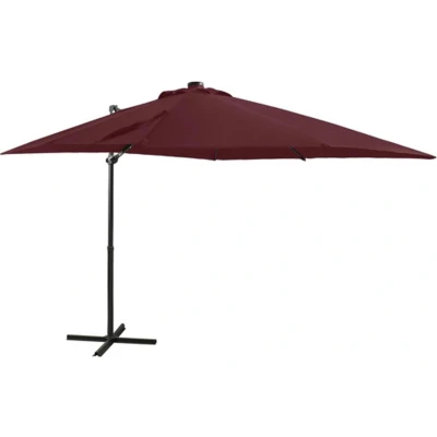 Afbeelding van Zweefparasol met paal en LED verlichting 250 cm bordeauxrood