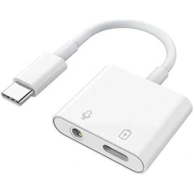 Afbeelding van Witte Universele USB C naar + Audio Jack Adapter