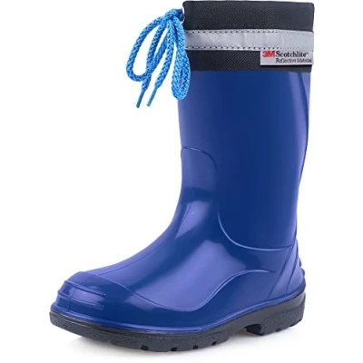 Afbeelding van Ladeheid Kinder Regenlaarzen Rubber Hoog met Veters PVC Waterdicht Blauw Zwart 21 LA LMG 972 Kim