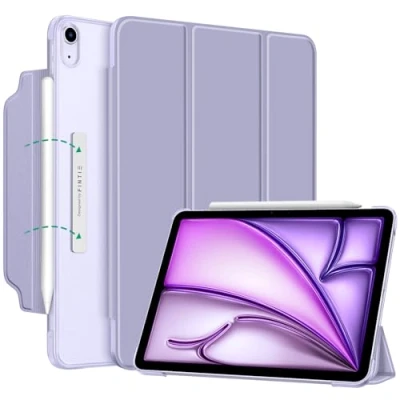 Afbeelding van Fintie Case voor iPad Air 11 inch 2024 M2, 6e gen 2024/iPad 5e 2022/iPad 4e 2020 10,9 magneetsluiting lichte standaard met doorschijnend matte achterkant,lila paars