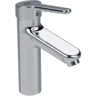 Afbeelding van Ideal standard ceraplus 2 1 gats wastafelkraan zonder waste met vaste zelflegende uitloop greep 11cm verhoogd chroom bc100aa
