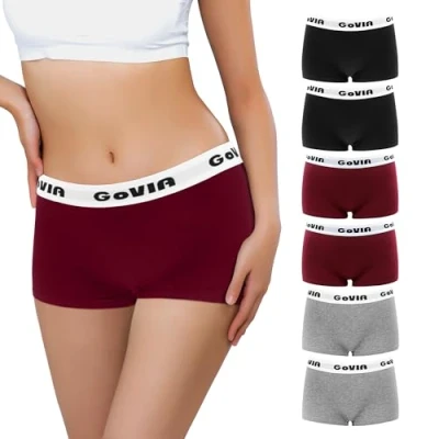 Afbeelding van Libella Set van 6 hipsters boxershorts voor dames, katoen, onderbroeken, zacht, stuks, 2 x zwart/2 magenta/2 lichtgrijs, L