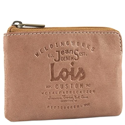 Afbeelding van Lois Porte Monnaie homme Cuir Souple Petit Format Bourse Multi Rangements Anti RFID. Carte Cuir. 11002, Cognac