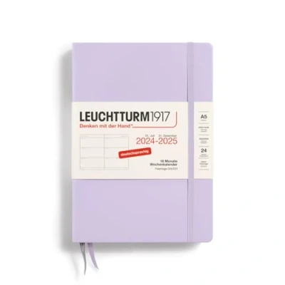 Afbeelding van LEUCHTTURM1917 370626 weekkalender medium (A5) 2025, 18 maanden (07.2024 12.2025), hardcover, lila, Duits