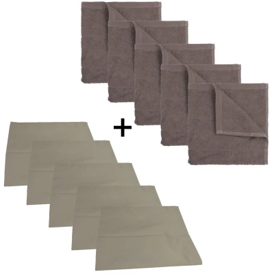 Afbeelding van The One Keuken set 5 x theedoek &amp; keukendoek Taupe