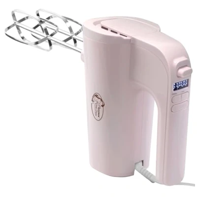 Afbeelding van Bestron Power Handmixer, krachtige handmixer met 6 snelheden, turbo functie &amp; LCD display, mixer inclusief 2 gardes kneedhaken, lichtgewicht van 1KG, kleur: Roze