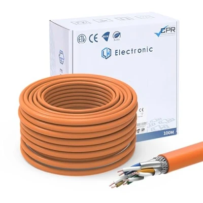 Afbeelding van LW Electronic Hoogwaardige installatiekabel Cat7 100m gigabit LAN kabel Patchkabel Afscherming netwerkkabel S/FTP PIMF 1000 MHz 4x2xAWG23 LSZH bedrading Datakabel Oranje