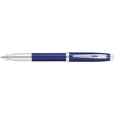 Afbeelding van Sheaffer vulpen 100 E9339 F Glossy blue lacquer chrome plated SF E0933943