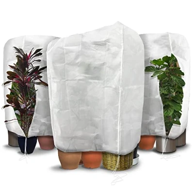Afbeelding van VOUNOT Set van 3 Winterbescherming voor Planten, Potplanten, Vorstbescherming, Potplantenzak met Ritssluiting en Trekkoord, 80 g/m², 200 x 240 cm