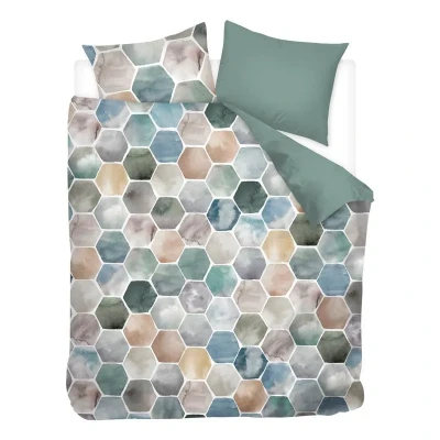 Afbeelding van Snoozing Ace Flanel Tegels Dekbedovertrek Tweepersoons 200x200/220 cm +2 kussenslopen 60x70 Multi kleur