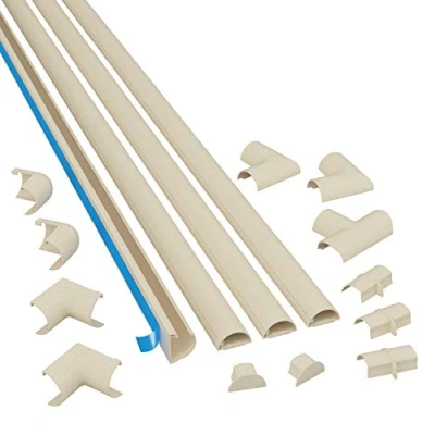 Afbeelding van D Line 2010KIT003 4 meter zelfklevend kabelgootset, kabelbeheer, zelfklevende kabelafwerking, elektrisch netjes wegwerken, populaire kabelbeheeroplossing, 4x1 lengtes en accessoires, magnolia 20 mm (B) x 10 (H)
