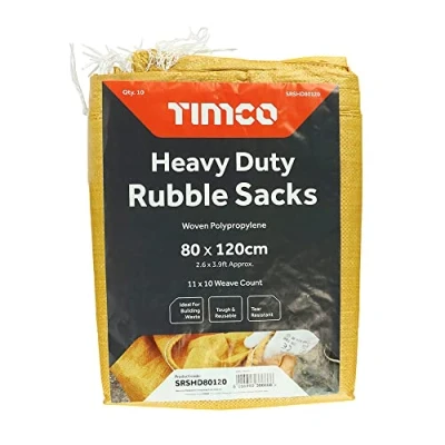 Afbeelding van TIMCO Rubble Sacks Heavy Duty Polypropyleen Bags/Rubble zakken XXL Scheurbestendig Herbruikbaar 10 80 x 120cm, Geelbruin