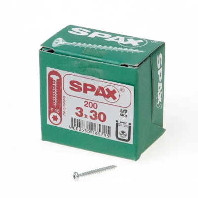Afbeelding van Spax spaanplaatschroeven cilinderkop verzinkt T Star T10 3.0x30mm (per 200 stuks)