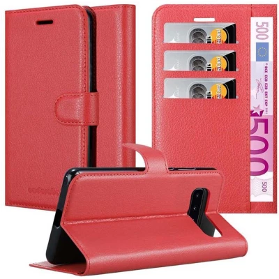 Afbeelding van Cadorabo Hoesje geschikt voor Samsung Galaxy S10 4G in KARMIJN ROOD Beschermhoes Cover magnetische sluiting Case