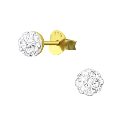 Afbeelding van JoyS Zilveren ronde oorbellen kristal 5 mm 14k goudplating