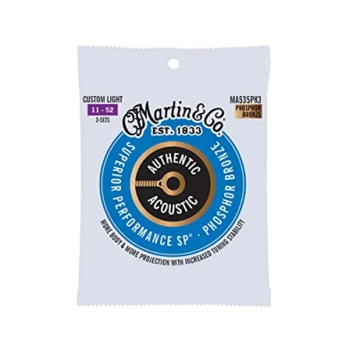 Afbeelding van Martin Strings MA535PK3 Authentic Acoustic SP Phosphor Bronze 3 Pack Custom Light 11 52 snarensets voor westerngitaar (3 sets)