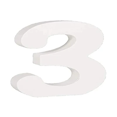 Afbeelding van Rayher 62703000 MDF nummer &quot;3&quot;, wit, 11 cm, dikte 2 cm