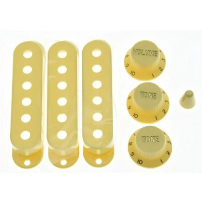Afbeelding van KAISH Vintage Cream ST Strat Pickup Covers Knoppen en 5 Way Switch Tip Cap