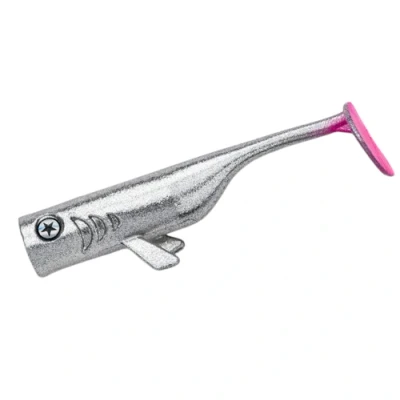 Afbeelding van LMAB Drunk Bait Shad 12cm (4 Stuks) Chrome Pinktail