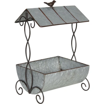 Afbeelding van Clayre &amp; Eef Planthouder 43x23x59 cm Grijs Ijzer Rechthoek Bloempot