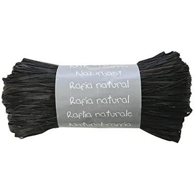 Afbeelding van Clairefontaine Ref 196029C Natuurlijke Raffia bal 50g bal, synthetisch polypropyleen materiaal geschikt voor decoratie, inpakken geschenken en knutselen zwart