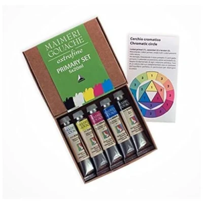 Afbeelding van Maimeri Kartonnen doos met 5 tubes van 20 ml Extra Fijne Tempera Kleuren