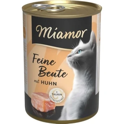 Afbeelding van MIAMOR Fijne prooi Natvoer voor volwassen katten met 7 soorten vlees en ingewanden. Graan vrij volledig voer taurine in blik zonder kunstmatige toevoegingen 12x400g kip