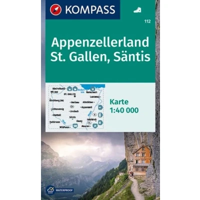 Afbeelding van Carta escursionistica Kom 112. Appenzellerland, St. Gallen, Säntis: mit markierten Wanderwegen, Hütten, Radrouten