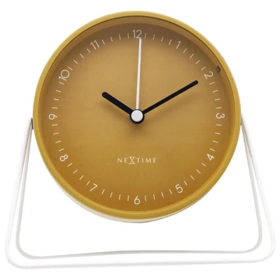 Afbeelding van Wekker Nextime Berlin Table 14x13 cm geel metaal