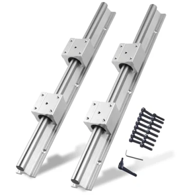 Afbeelding van CNCYEAH SBR20UU lineaire geleiderails, 2 stuks rails, 400 mm, lagergeleiderset met geleidingsassen en 4 SBR20 lagerblokken, geleiderailset voor draaimachine (SBR20, mm)