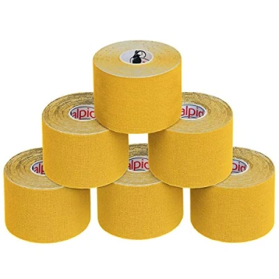 Afbeelding van ALPIDEX Kinesiologie Tape 1/3/ 6/12 rollen Veel kleuren 5 m x cm Toepassingsfolder Elastisch Waterdicht Huidvriendelijk Fysio Spier Set, Kleur:Geel, Aantal stuks:6