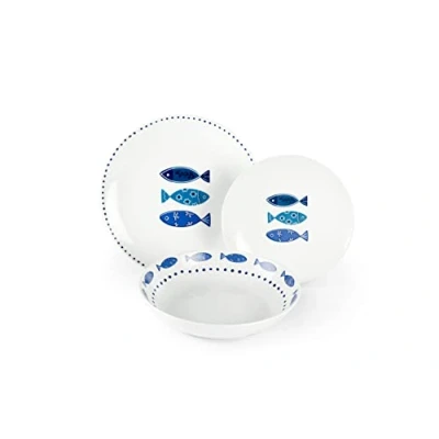 Afbeelding van Excelsa 50249 Ocean 18 delig tafelservies, porselein, wit/azuurblauw