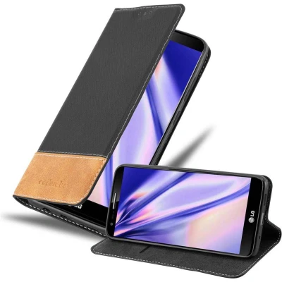 Afbeelding van Cadorabo Hoesje geschikt voor LG G2 in ZWART BRUIN Beschermhoes met magnetische sluiting, standfunctie en kaartvakje Book Case Cover Etui