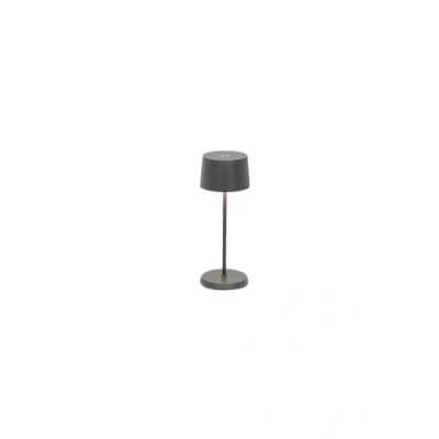 Afbeelding van Zafferano, Olivia Micro Lamp, Snoerloze, Oplaadbare Tafellamp met Touch Control, voor Binnen en Buiten, Dimmer, 2200 3000 K, Hoogte 20 cm, Kleur Donkergrijs