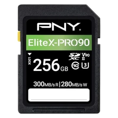Afbeelding van PNY 256GB X PRO 90 Class 10 U3 V90 UHS II SD Flash Memory Card,Zwart