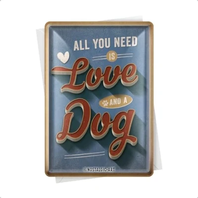 Afbeelding van All You Need Is Love And A Dog Metalen Postcard
