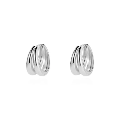 Afbeelding van Oivzziy Kleine creolen voor dames, dubbele creoolse Huggie oorbellen van 925 sterling zilver dames en meisjes, Platina verguld
