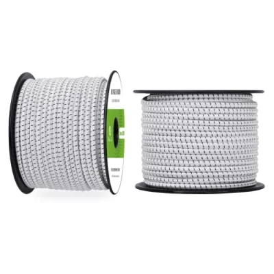 Afbeelding van Abma Cord Bungeekoord 5mm 30M Rubberen Touw Elastisch Koord Expandertouw Spankoord Elastiek voor Camping, Zeildoek, Aanhangwagen, Rugzak, Tentstok, Kajak Wit&amp;Zwart