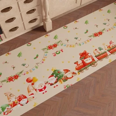 Afbeelding van PETTI Artigiani Italiani tapijt voor de kerstkeuken, loper antislip en wasbaar, Kerstmis, 52 x 180 cm, Gnomo, gemaakt in Italië