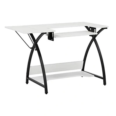 Afbeelding van Sew Ready Comet Hobby Center 45&quot; B x 23,5&quot; D Witte en Naaimachinetafel met Opbergplank Kan ook worden gebruikt als computerbureau