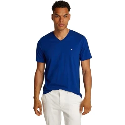 Afbeelding van Tommy Hilfiger Essential V NECK TEE Tshirt basic, Heren, Maat: Small, Wedge blue