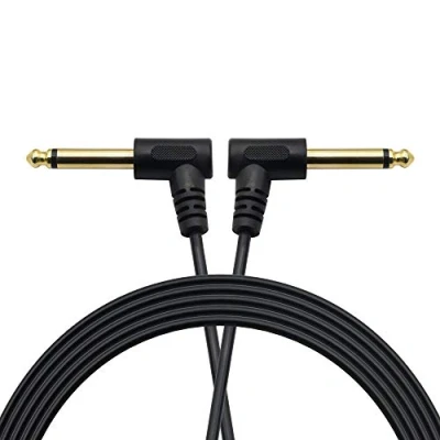 Afbeelding van 1/4 Gitaarkabel, 6.35mm TS Mannelijk naar Mannelijke 90 Graden Mono Audio Verlengkabel 5FT, Geschikt voor Elektrische Gitaren, Versterkers, Mixers, Microfoons.